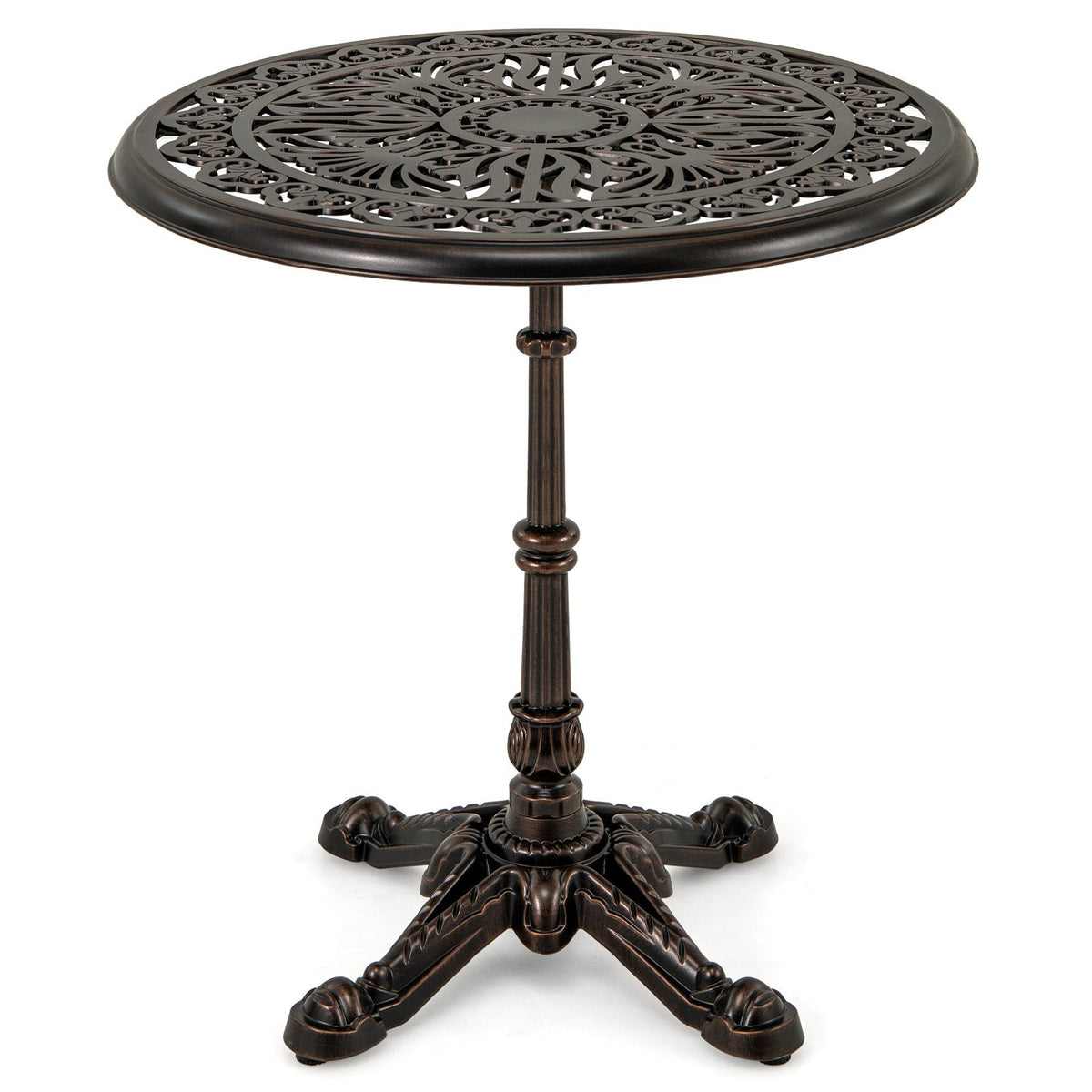 27Inch Round Cast Aluminum Patio Bistro Table with Hollow Top-Copper