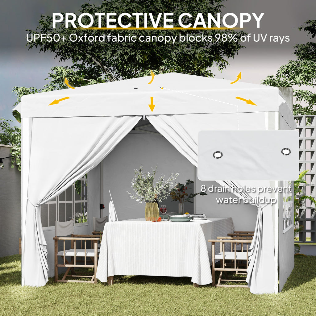 10' x 10' Pop-Up Canopy Tent with Sidewalls, Height-Adjustable, Carry Bag Included, for Outdoor, Garden, Patio, Light Grey