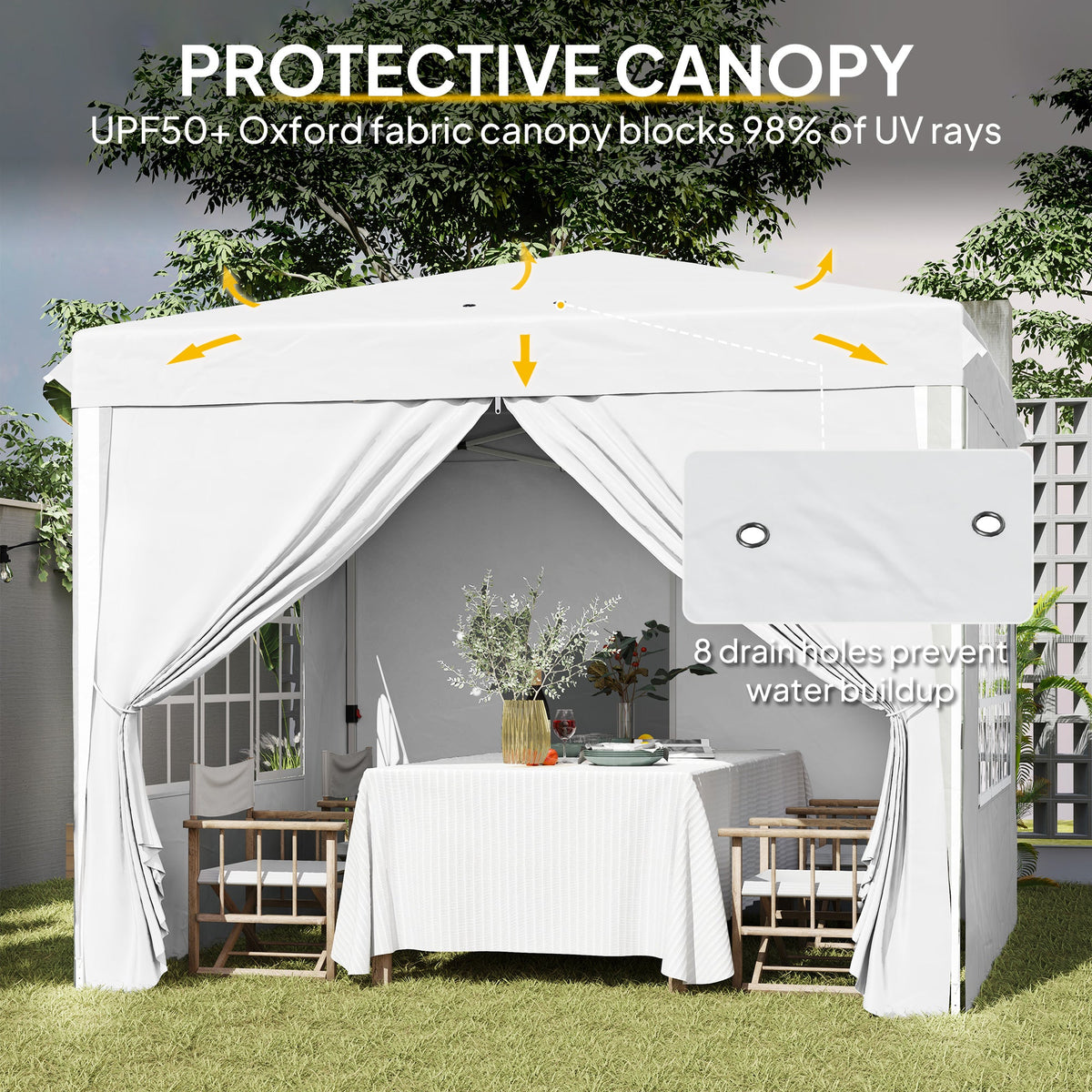 10' x 10' Pop-Up Canopy Tent with Sidewalls, Height-Adjustable, Carry Bag Included, for Outdoor, Garden, Patio, Light Grey