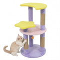 29 Inch Purple Cat Tree with Star and Moon Platforms, Jute Posts and Wall Anchor