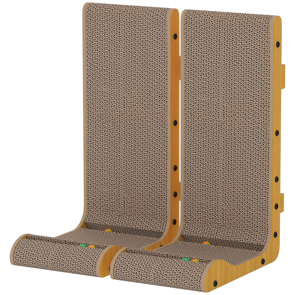 2PCS Cat Scratching Board L Shape Cat Scratcher Cat Scratching Pad with 3 Toy Balls, Catnip