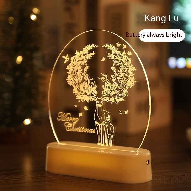 LED Christmas Night Light – Reindeer Ambience Lamp, Warm White, USB/Battery