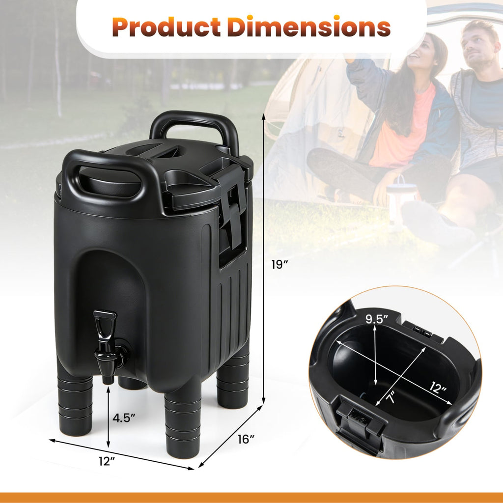 2.6 Gal Insulated Beverage Dispensers Set of 3 with Handles-Black