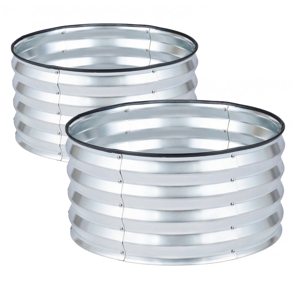 2 Pack Galvanized Raised Garden Bed Kit with Open-Ended Base-Silver
