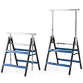 2 Pack Heavy Duty Metal Folding Saw Horses with Adjustable Height- Blue