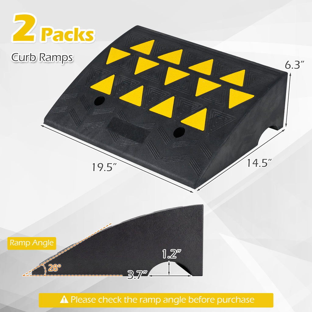2 Pcs Driveway Threshold Ramps with 5/6 Inch Rise for Medium Trucks-M