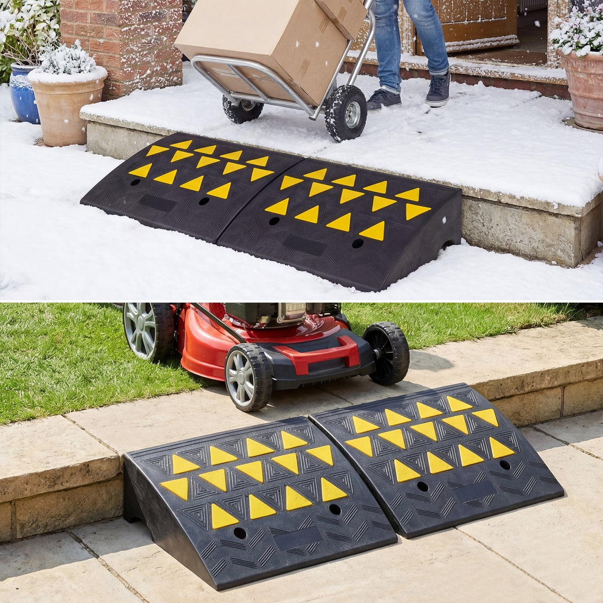 2 Pcs Driveway Threshold Ramps with 5/6 Inch Rise for Medium Trucks-M