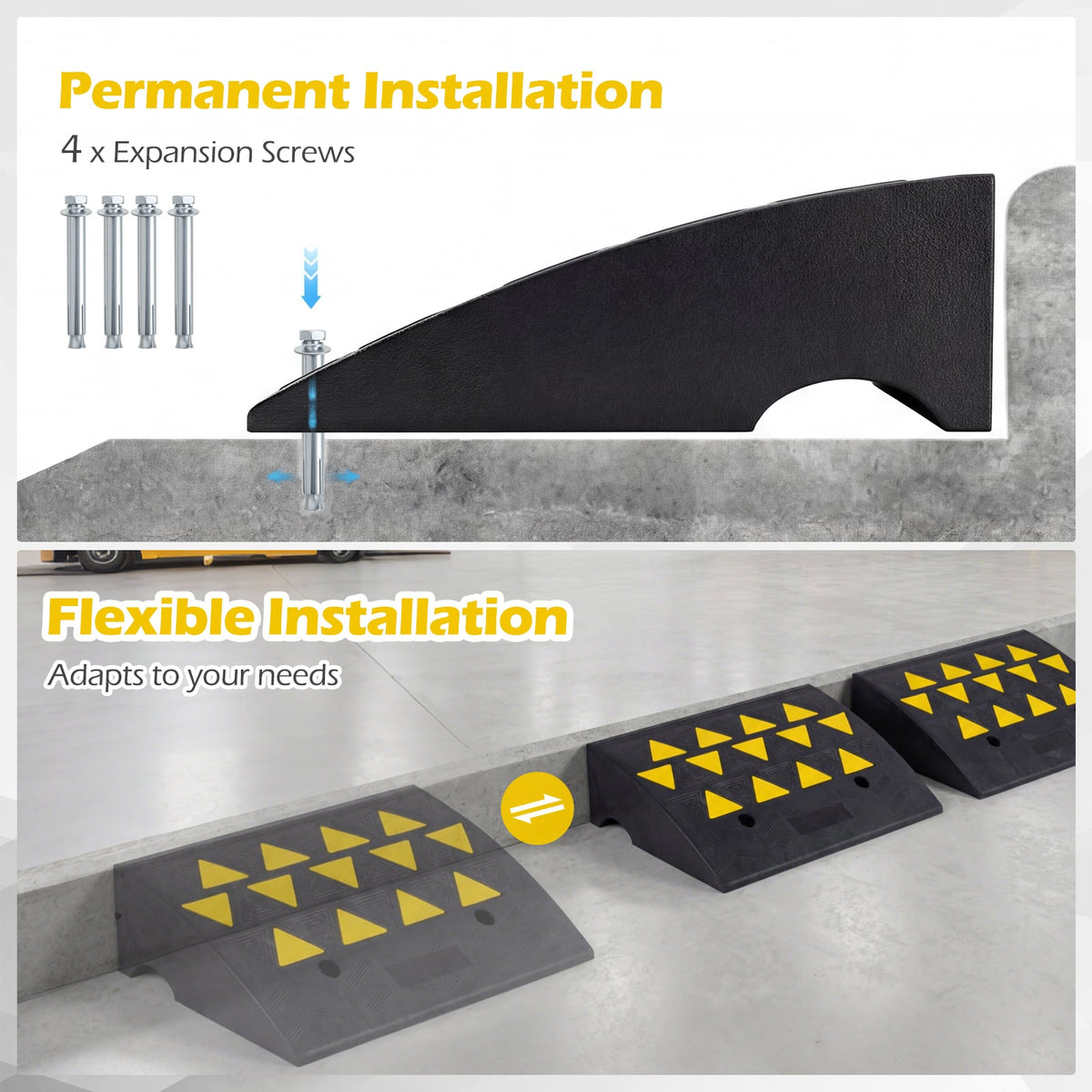 2 Pcs Driveway Threshold Ramps with 5/6 Inch Rise for Medium Trucks-M