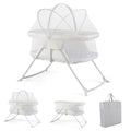 2 in 1 Baby Bassinet with Rocking Motion Foldable Bedside Sleeper with Breathable Mesh-Beige