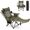 2-in-1 Reclining Camping Chair with 3-Level Adjustable Backrest-Green
