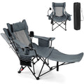 2-in-1 Reclining Camping Chair with 3-Level Adjustable Backrest-Gray