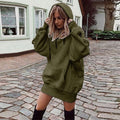 Women’s Solid Color Fleece Hoodie – Loose-Fit Pullover Hooded Sweatshirt