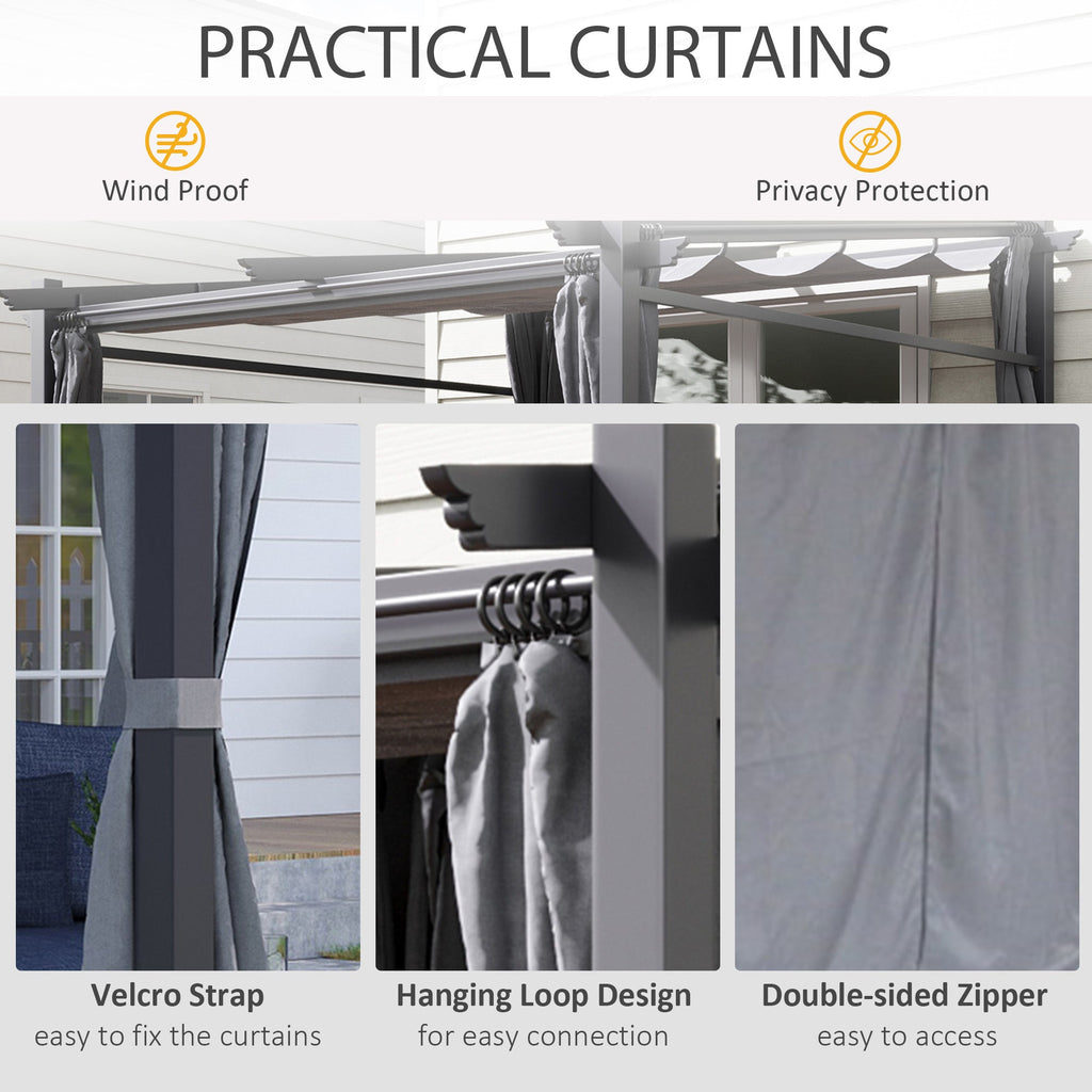 Metal Pergola with Sliding Roof Canopy, Retractable Pergola Canopy, 10' x 10', Beige
