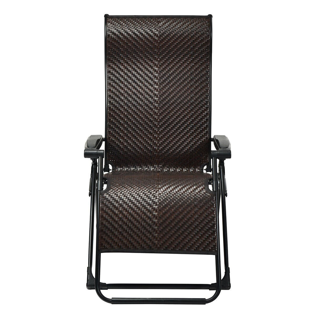 2 Pieces Patio Rattan Zero Gravity Lounge Chair