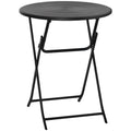 Folding Outdoor Coffee Table, 23.6" Round Patio Table with Wood-Effect HDPE Top for Balcony, Garden, Backyard, Dark Grey