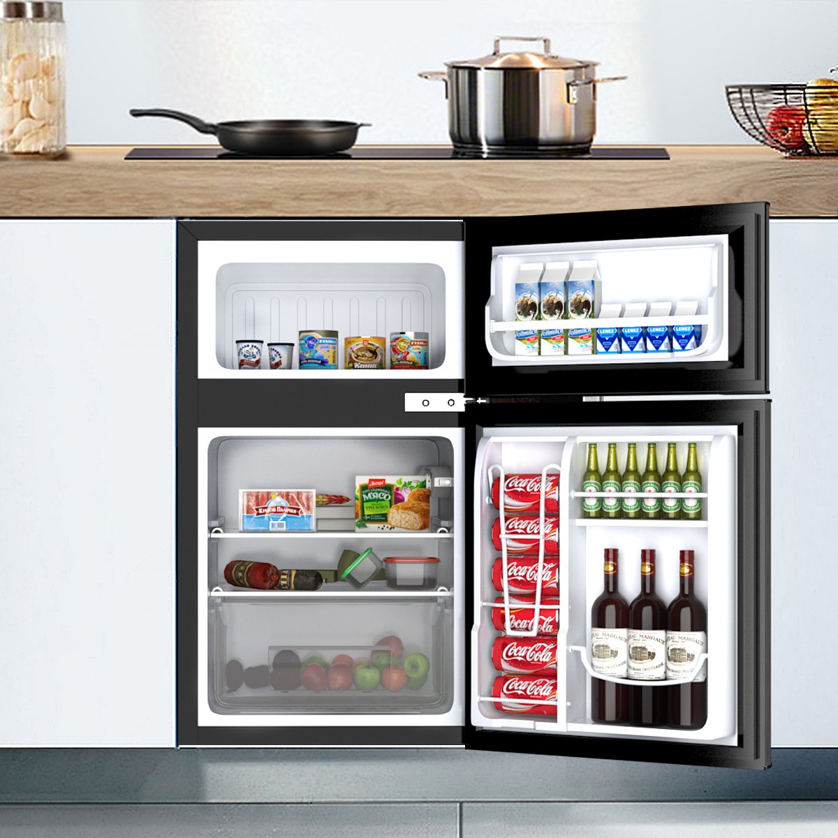 3.2 cu ft. Compact Stainless Steel Refrigerator-Black