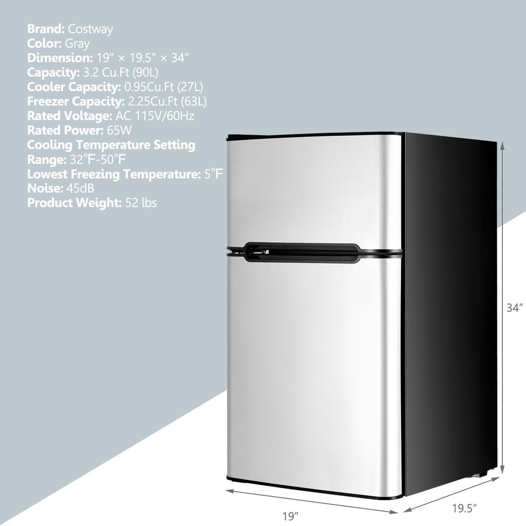 3.2 cu ft. Compact Stainless Steel Refrigerator-Gray