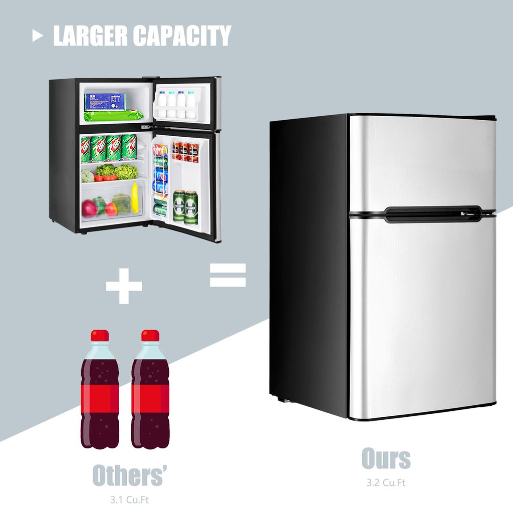 3.2 cu ft. Compact Stainless Steel Refrigerator-Gray