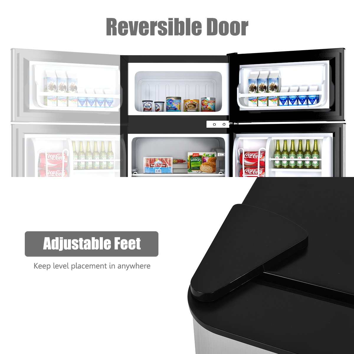 3.2 cu ft. Compact Stainless Steel Refrigerator-Gray