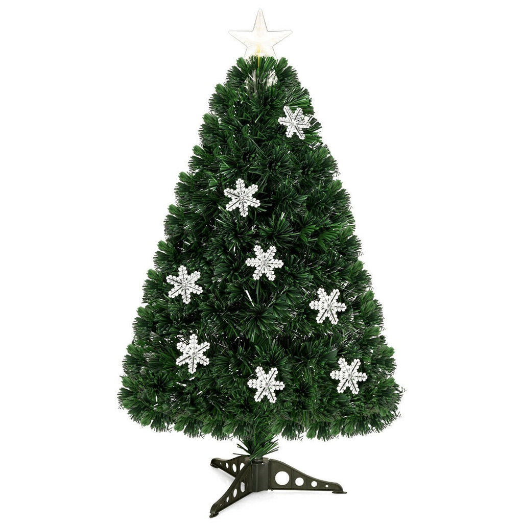 3 FT Fibre Optic Christmas Tree with Lit Snowflakes, LED Star Topper and 7 Colour Lights