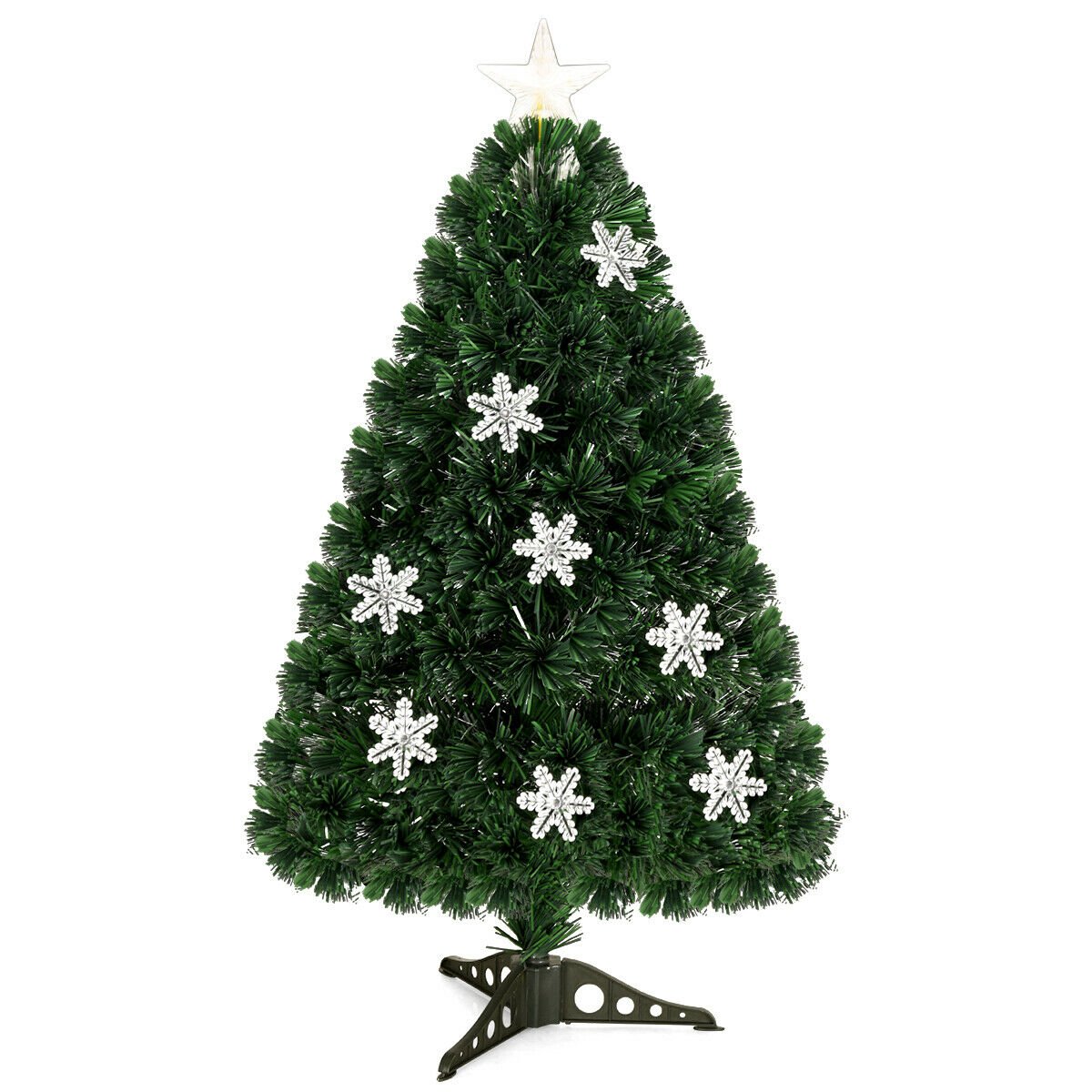 3 FT Fibre Optic Christmas Tree with Lit Snowflakes, LED Star Topper and 7 Colour Lights