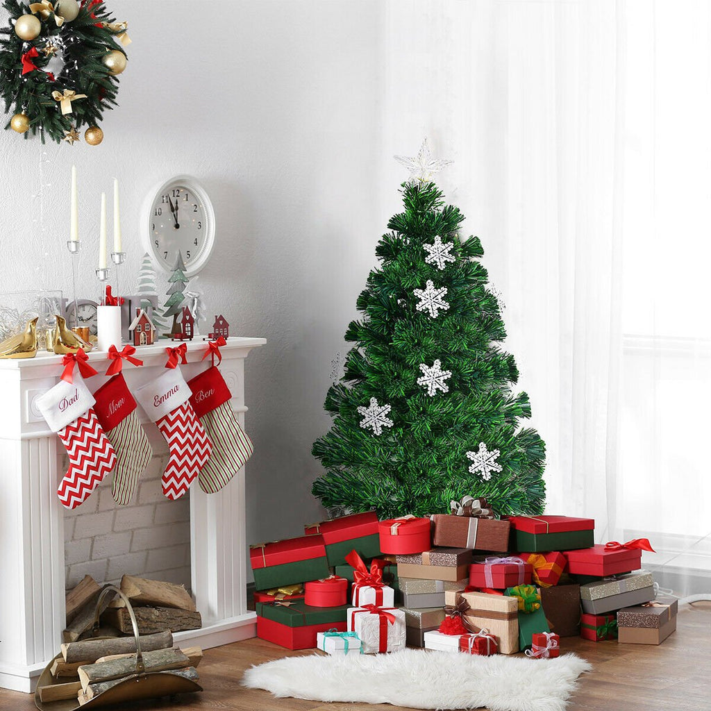 3 FT Fibre Optic Christmas Tree with Lit Snowflakes, LED Star Topper and 7 Colour Lights