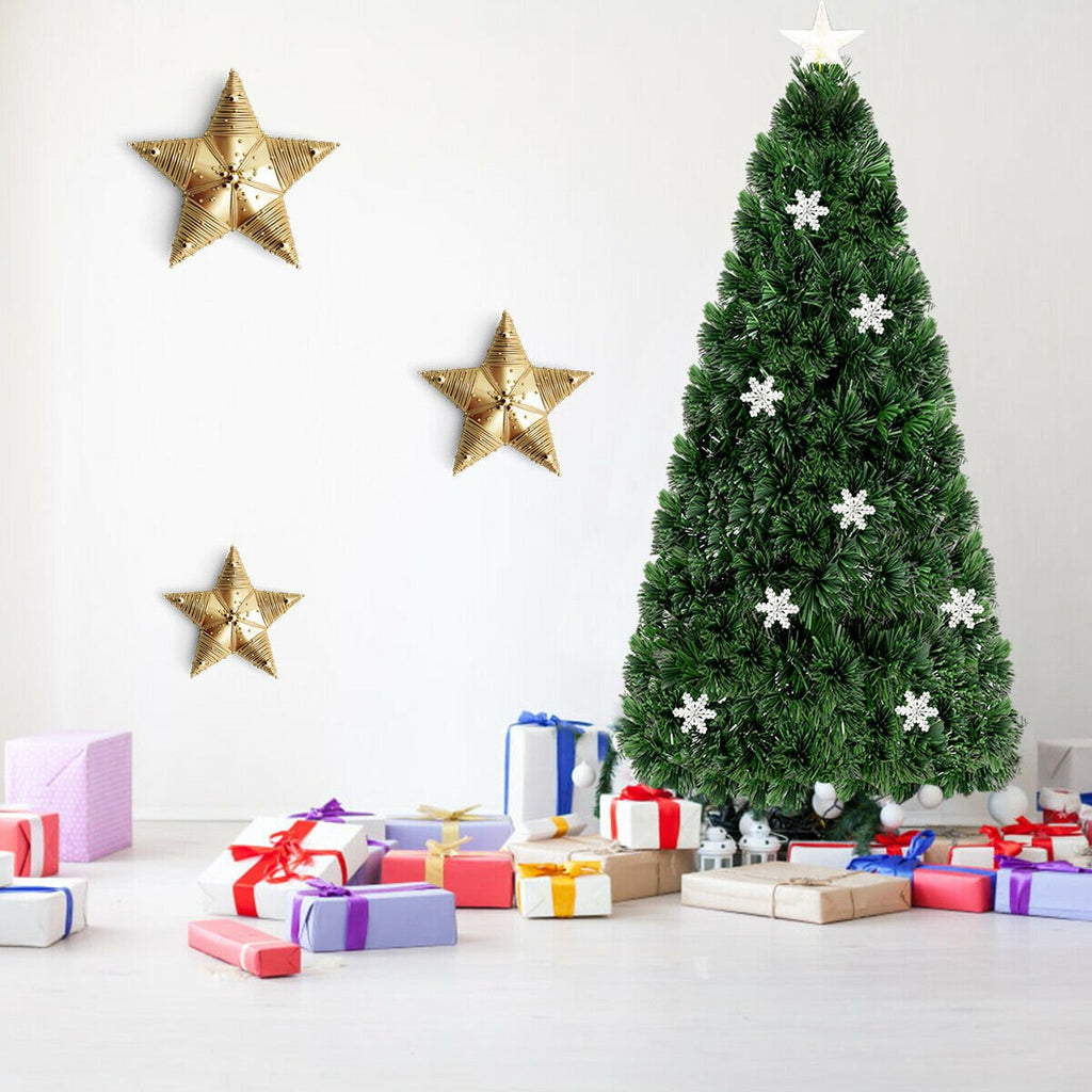 6 FT Fibre Optic Christmas Tree with Lit Snowflakes, Star Topper and 7 Colour Lights