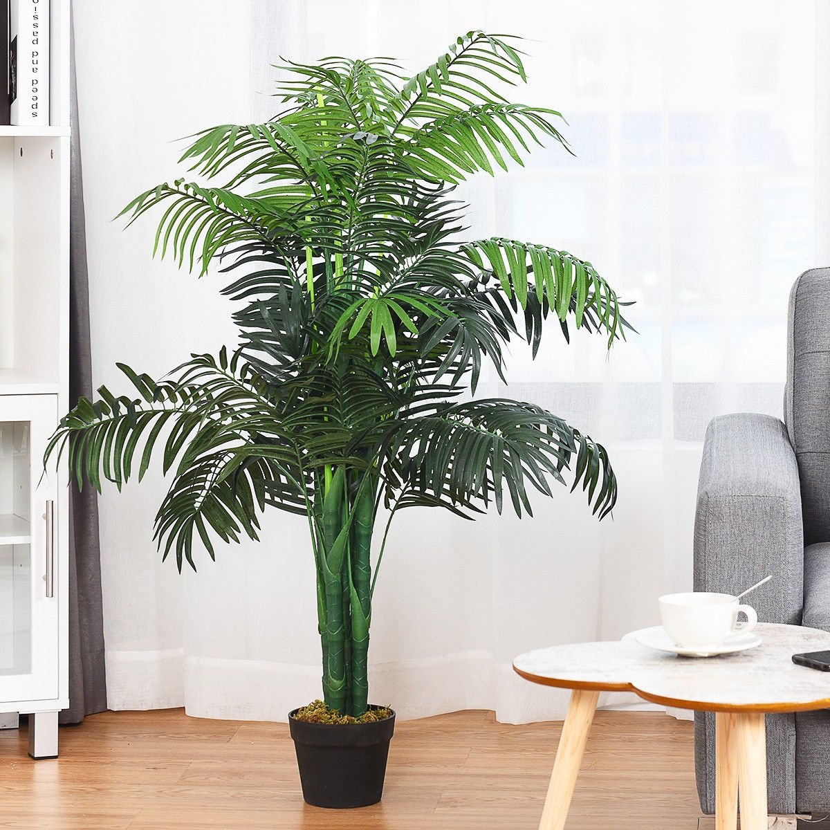 3.5 Foot Artificial Areca Palm Tree, 5 Trunk Silk Palm with Planter