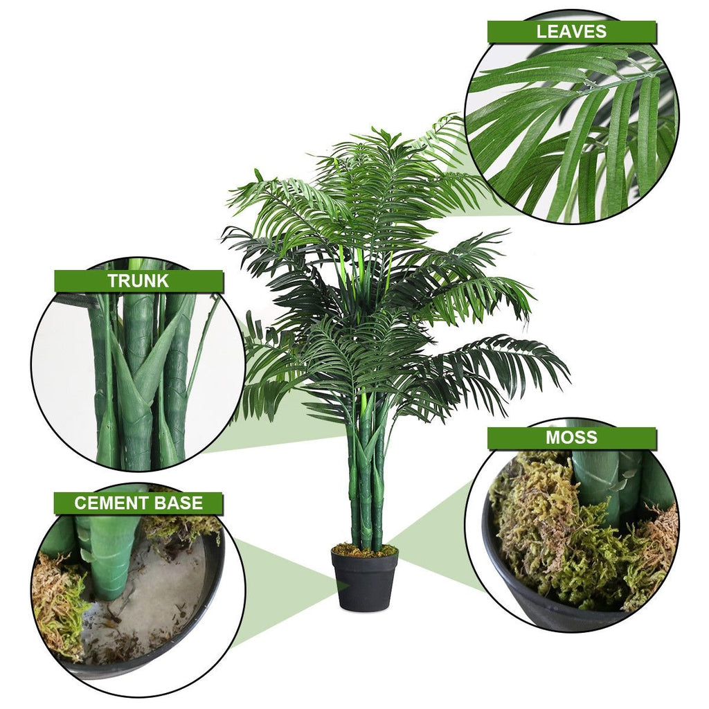 3.5 Foot Artificial Areca Palm Tree, 5 Trunk Silk Palm with Planter