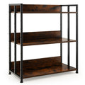 3 Tier Industrial Bookshelf with Adjustable Shelves, Storage and Display Rack, Rustic Brown
