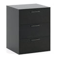3 Drawer Nightstand with Wood Grain Finish and Storage for Living Room Bedroom Study-Black