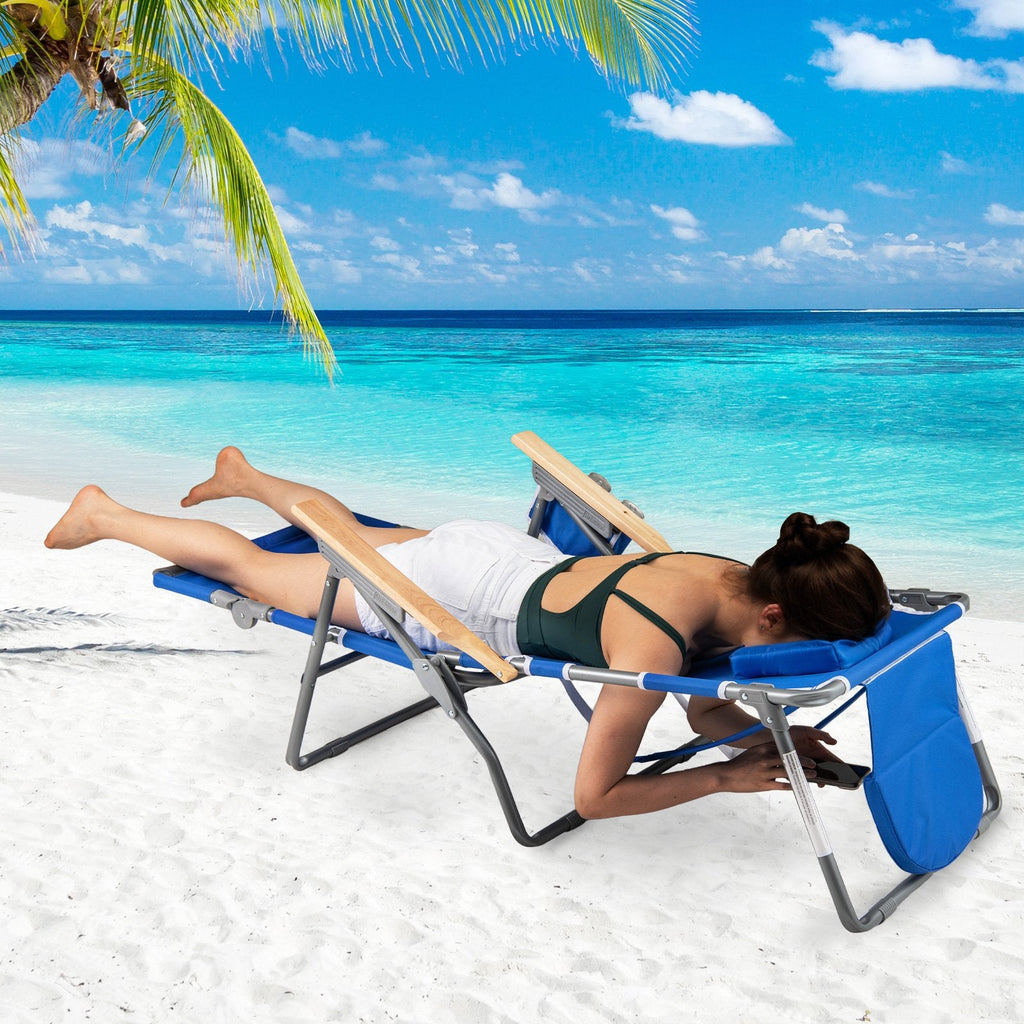 3-IN-1 Foldable Beach Chair with Footrest and Adjustable Backrest-Navy