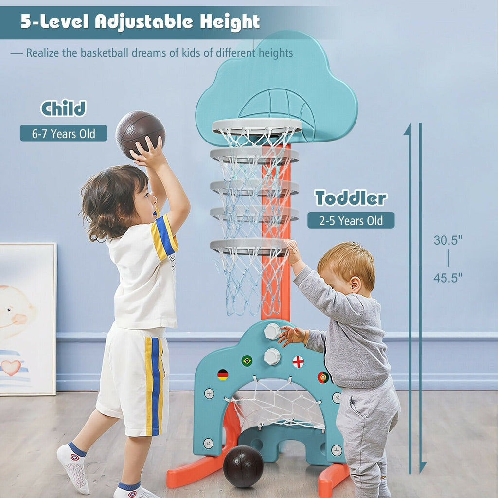 3-in-1 Kids Basketball Hoop Set with Balls-Green