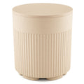 3-in-1 Outdoor Cooler Side Table with Fluted Design for Deck-Beige