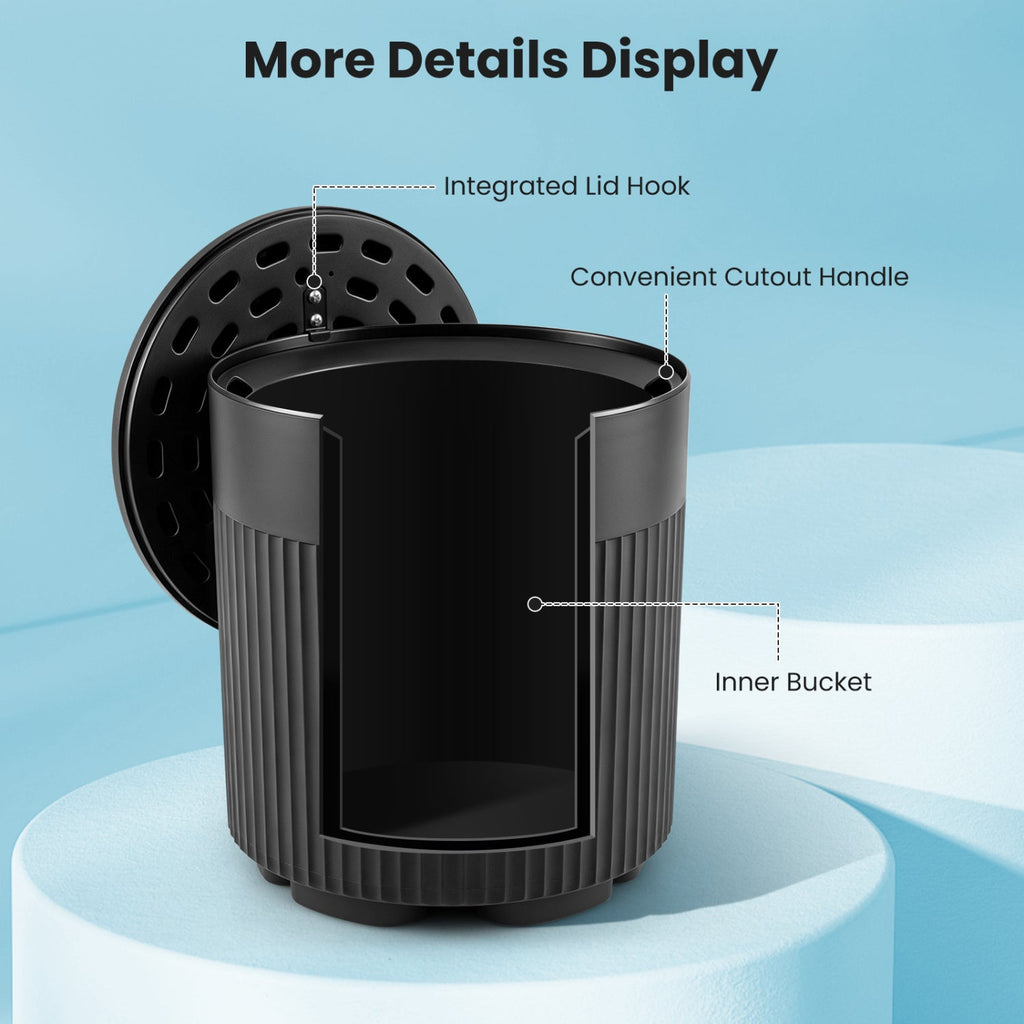 3-in-1 Outdoor Cooler Side Table with Fluted Design for Deck-Black