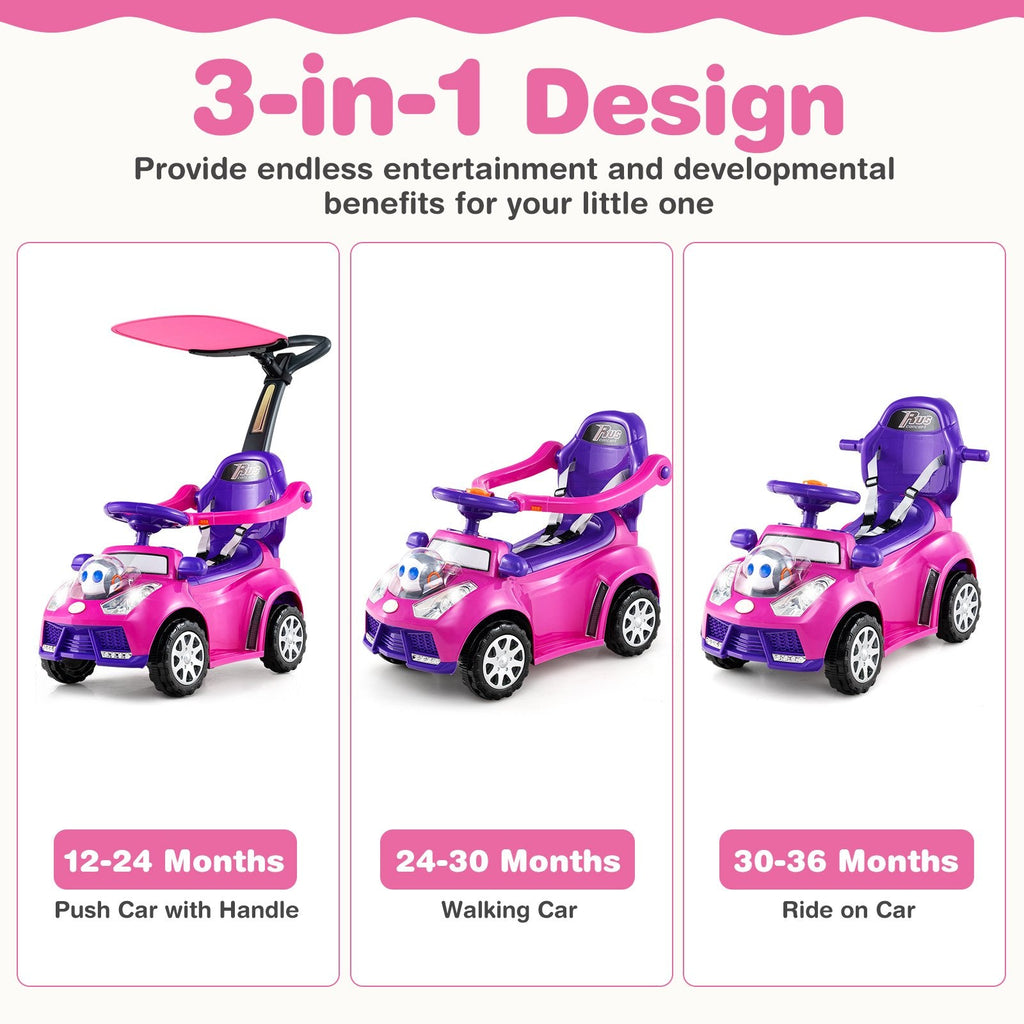 3 in 1 Push Car for Toddler Stroller Sliding Walking Car for Boys and Girls-Pink