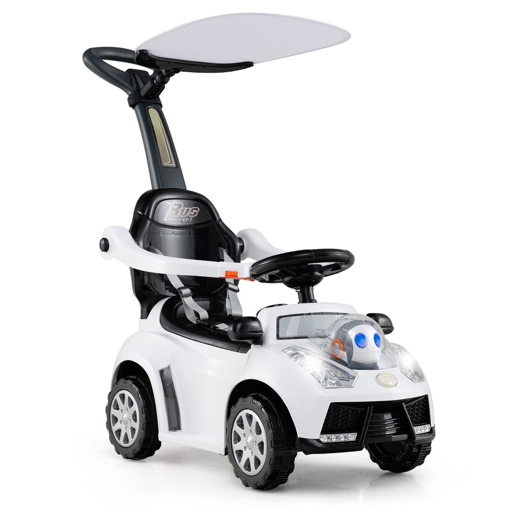 3 in 1 Push Car for Toddler Stroller Sliding Walking Car for Boys and Girls-White
