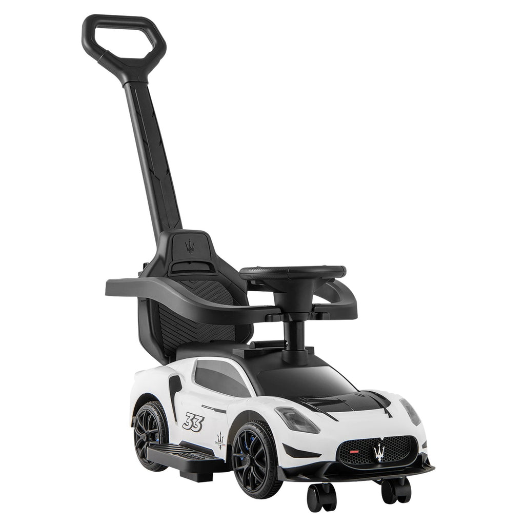 3-in-1 Ride on Push Car Maserati Licensed Sliding Car with Music-White