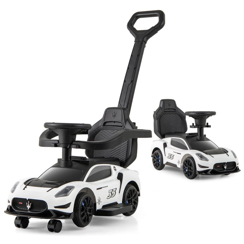 3-in-1 Ride on Push Car Maserati Licensed Sliding Car with Music-White