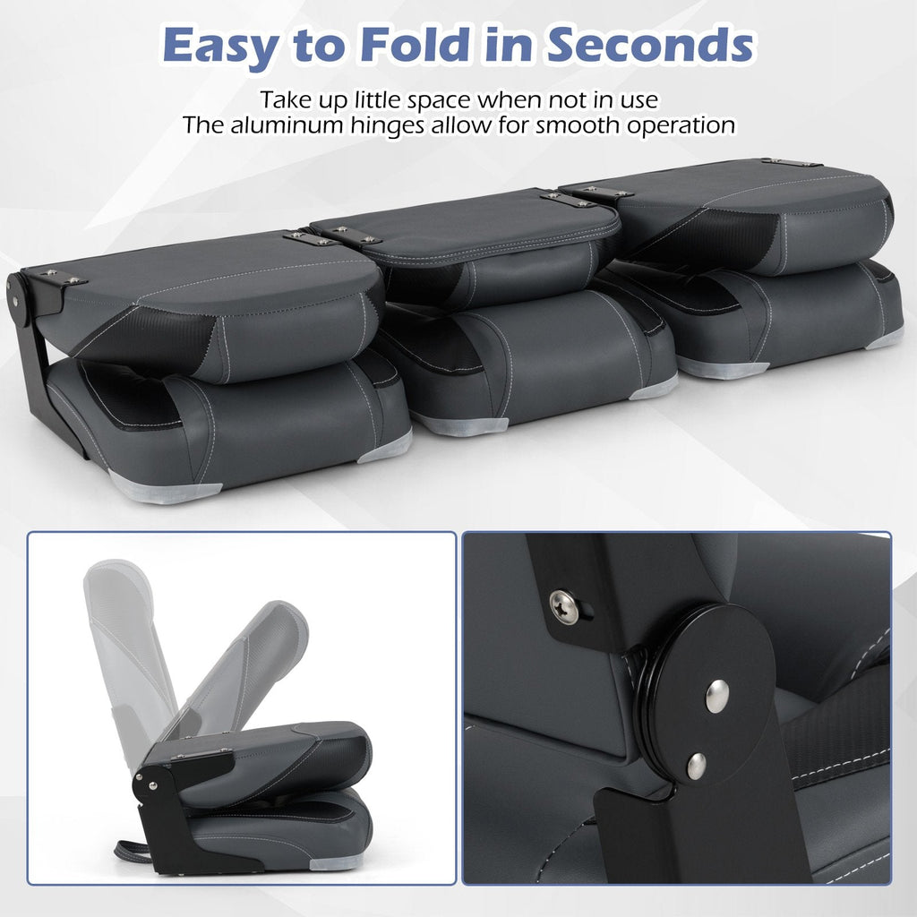 3-Pack Folding Boat Seats with 28D Soft Sponge Padding-Black
