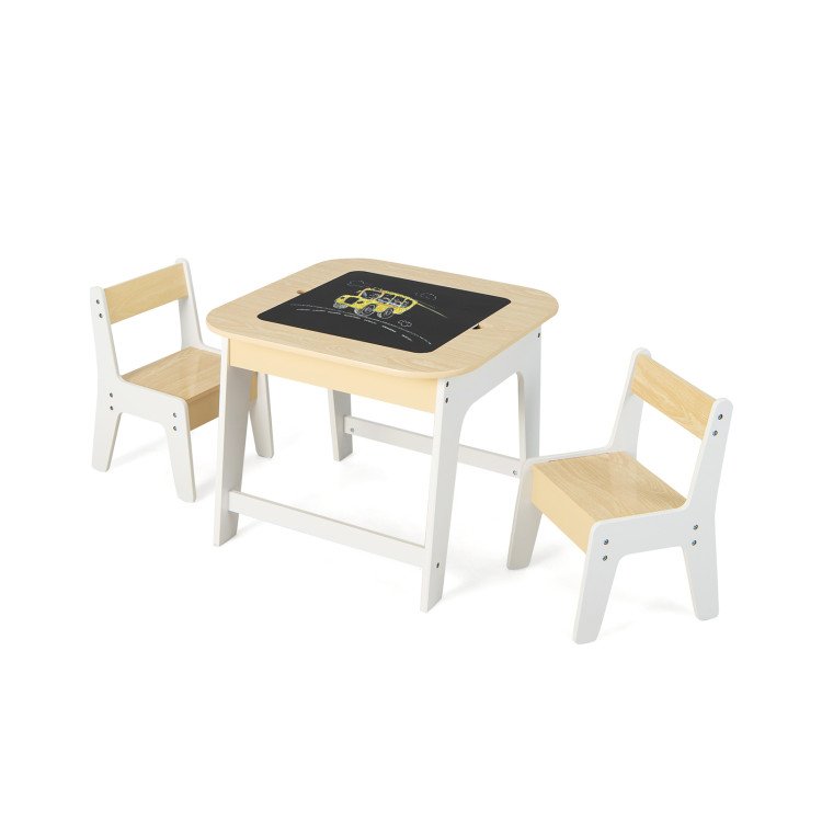 3-Piece Kid’s Room Bundle: Twin Size Wooden House Bed + Kid's Table and Chairs Set + Kids 2-Shelf Bookcase