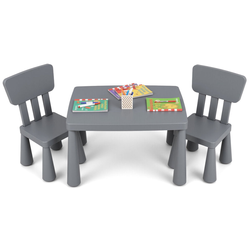 3 Pieces Multifunction Activity Kids Play Table and Chair Set-Gray