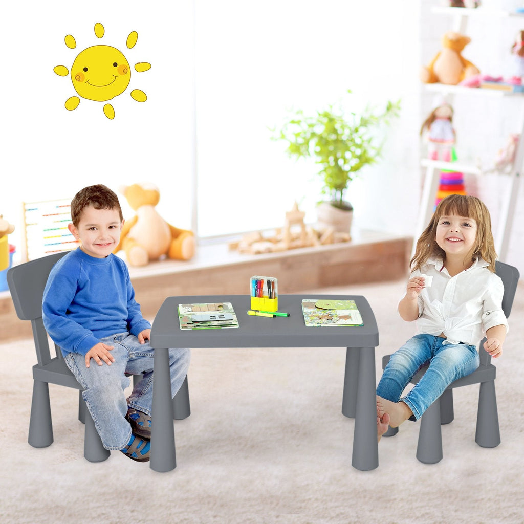 3 Pieces Multifunction Activity Kids Play Table and Chair Set-Gray