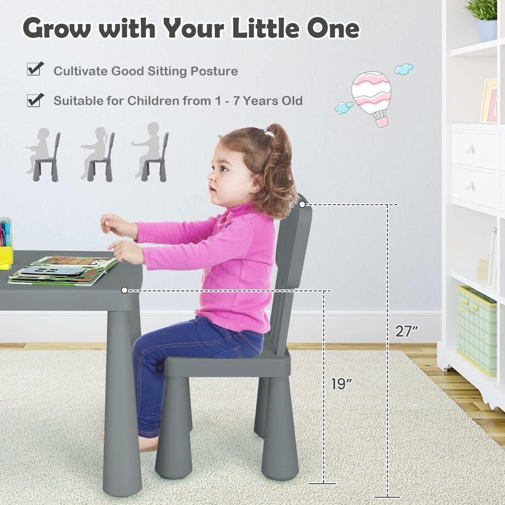 3 Pieces Multifunction Activity Kids Play Table and Chair Set-Gray