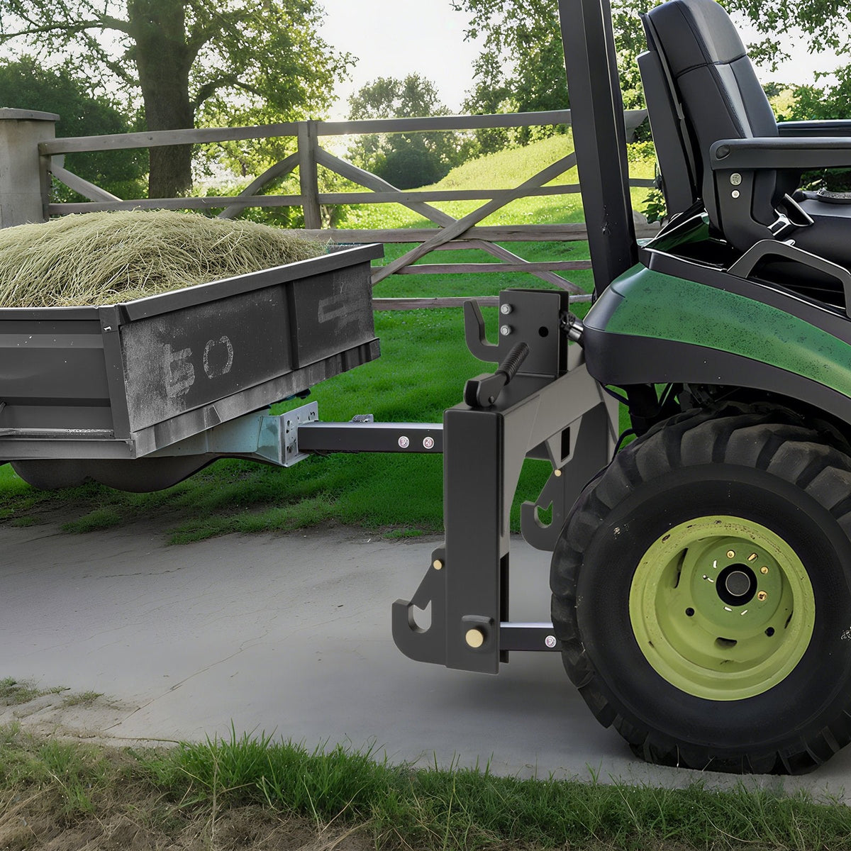 3-Point Quick Hitch with 5 Level Adjustable Bolt for Farming-Black