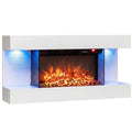 3-Sided, White Wall Mount Electric WiFi Fireplace with Floating Mantel and 12 Flame Ambient Colors-32 inch