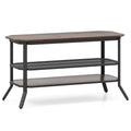 3-tier Console Table TV Stand with Mesh Storage Shelf-Rustic Brown