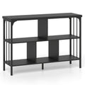 3-Tier Horizontal Cubby Bookshelf with Open Shelves-Black