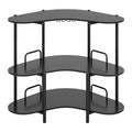 3-Tier Liquor Bar Table with Stemware Racks and Storage Shelves-Black