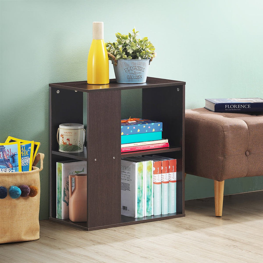 3 Tier Open Shelf Side End Table in Brown Engineered Wood